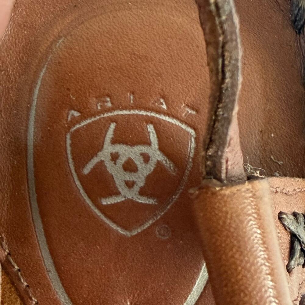 Ariat 6.5 Brown Leather Slingback Wedge Sandals Comfort Casual Western - Picture 2 of 8
